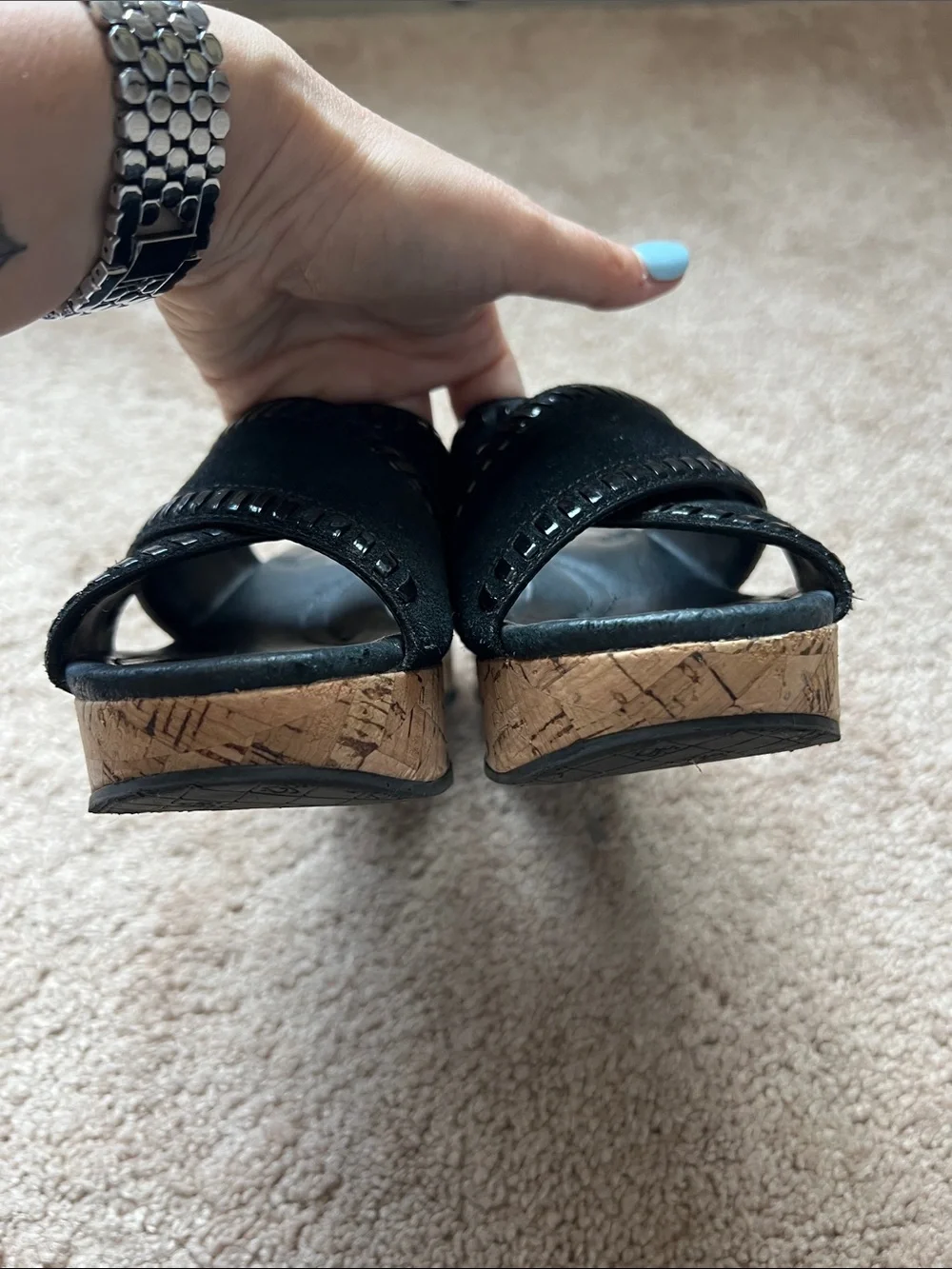 Donald J. Pliner Savee Leather with Cork Wedge Slide Sandals